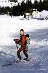 Vladik is skiing with his mother